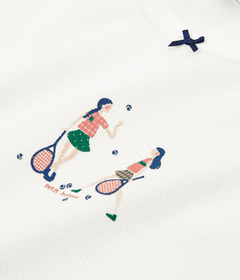 Girls' Short-sleeved Pyjamas MARSHMALLOW white/ROSAKO pink