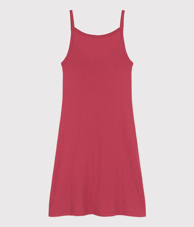 Women's Plain Openwork Cotton Babydoll Nightdress pink