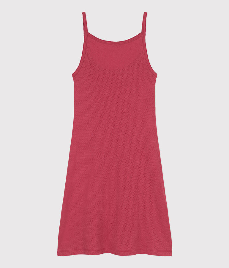 Women's Plain Openwork Cotton Babydoll Nightdress pink