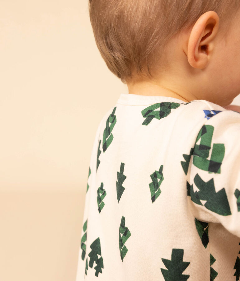 Babies' Tree Patterned Fleece Pyjamas Ecru/multicolor