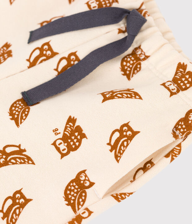 Babies' Owl Themed Fleece Trousers Ecru/brown