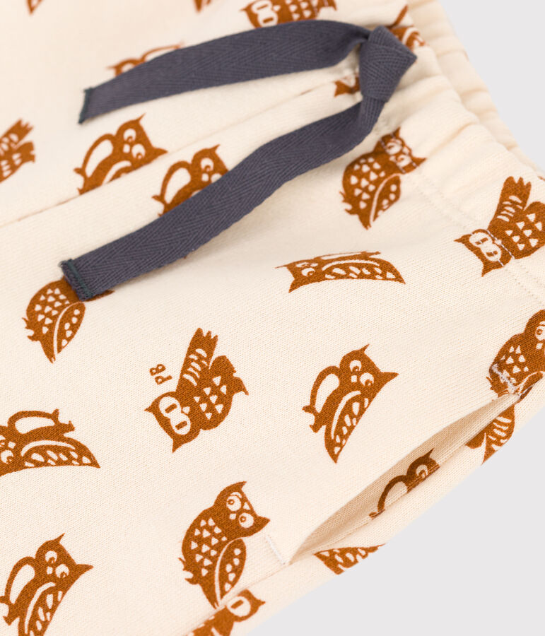Babies' Owl Themed Fleece Trousers Ecru/brown