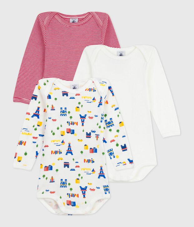 Pack of long-sleeved printed cotton bodies for babies multicolor