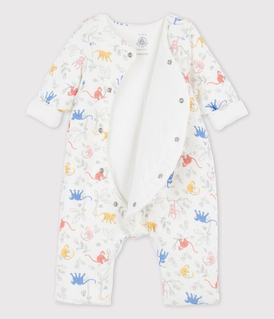 Babies' Organic Tube Knit Print Long Playsuit MARSHMALLOW white/MULTICO white