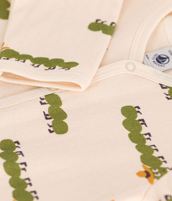 Babies' Cotton Animal Print Pyjamas AVALANCHE white/MULTICO