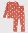 Girls' Heart Patterned Cotton Snugfit Pyjamas BRANDY pink/MARSHMALLOW white
