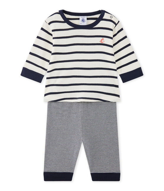 Baby boy's footless pyjamas COQUILLE beige/SMOKING blue
