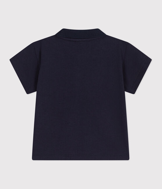 Babies' short-sleeved plain cotton polo shirt SMOKING blue