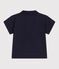 Babies' short-sleeved plain cotton polo shirt SMOKING blue