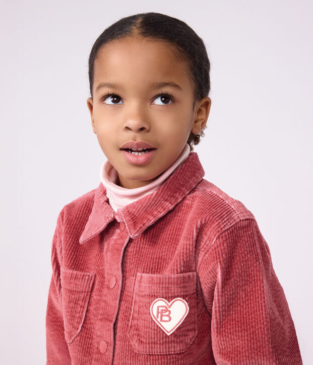 Children's plain corduroy shirt pink