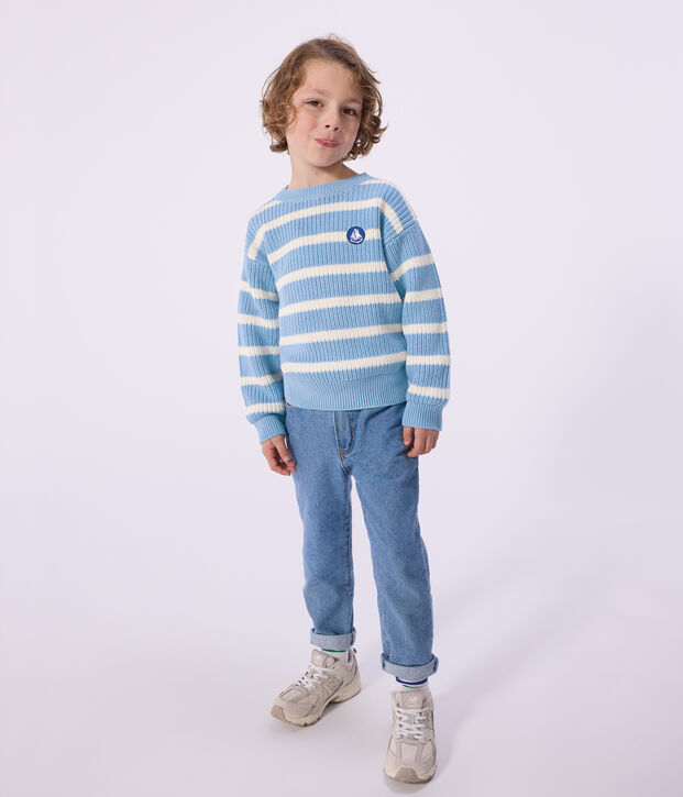 Children's knitted jumper blue/ecru