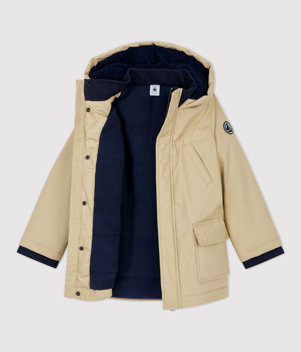 Boys' Coated Cotton Parka beige