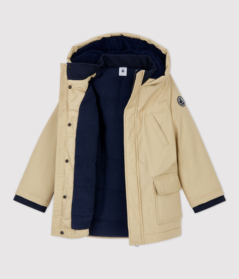 Boys' Coated Cotton Parka JERRYCAN beige