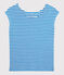 Women's Stripy Linen T-Shirt MYKONOS blue/MARSHMALLOW white