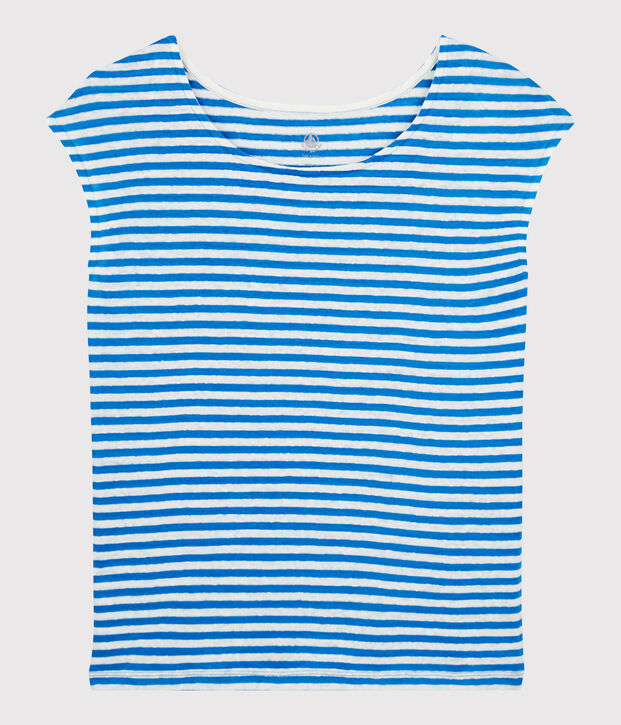 Women's Stripy Linen T-Shirt blue/white
