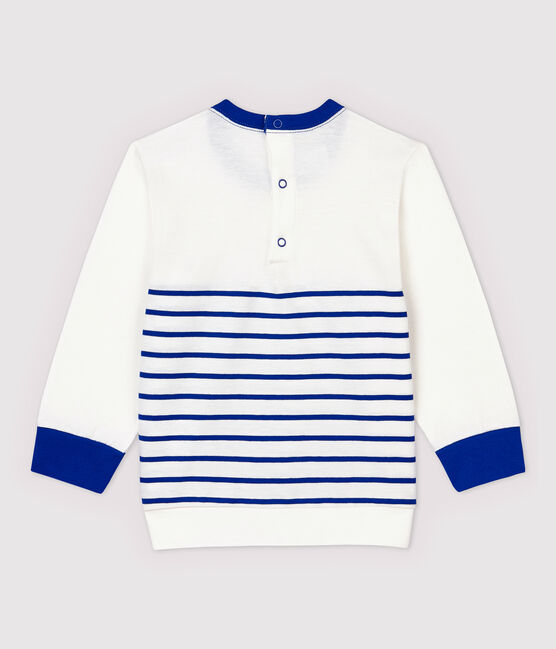 Baby Boys' Stripy Jersey Sweatshirt MARSHMALLOW white/SURF blue