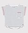 Girls' Short-Sleeved Cotton T-Shirt MARSHMALLOW white/SMOKING blue