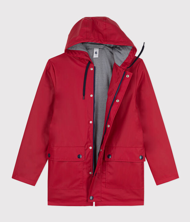 Iconic waxed raincoat made from recycled materials red