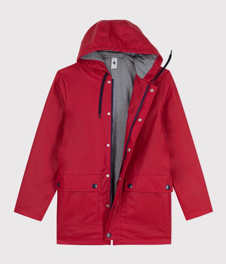 Iconic Recycled Fabric and Organic Cotton Raincoat red