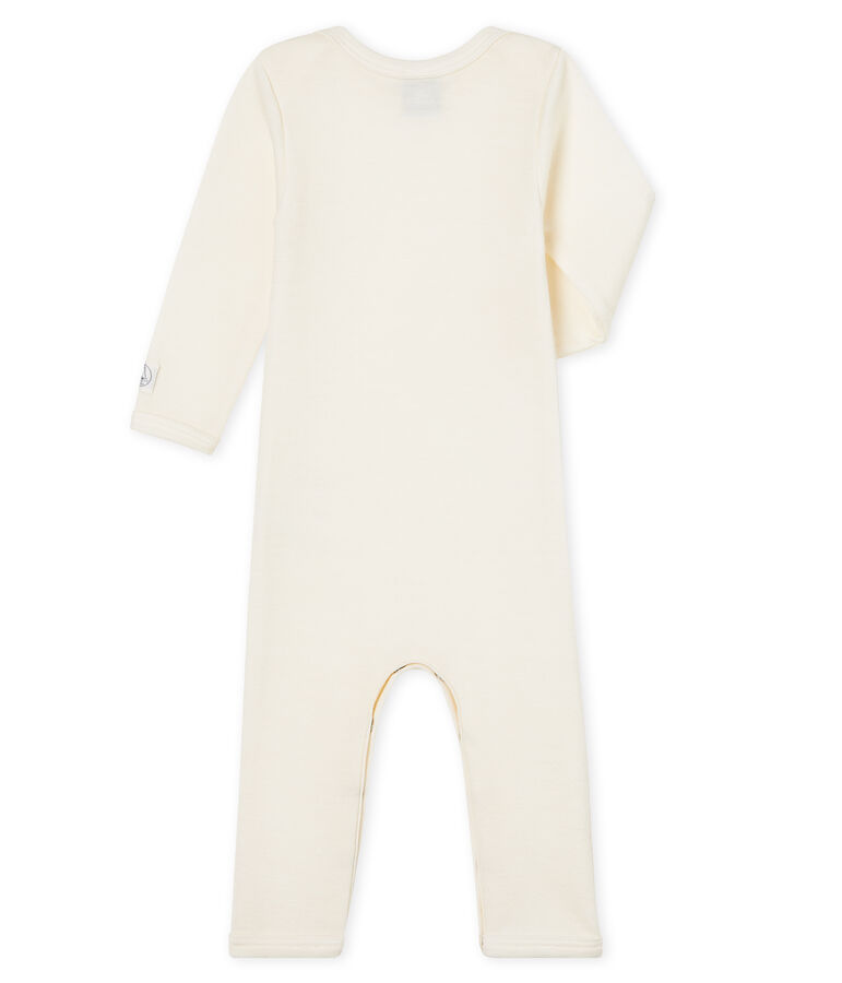 Babies' Long-Sleeved Bodysuit in Cotton/Wool beige