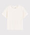 Women's Plain Linen and Cotton Blend T-Shirt MARSHMALLOW white