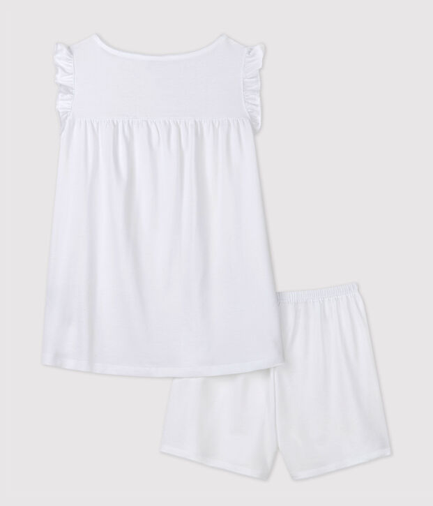 Girls'/Women's White Fine Cotton Short Pyjamas white