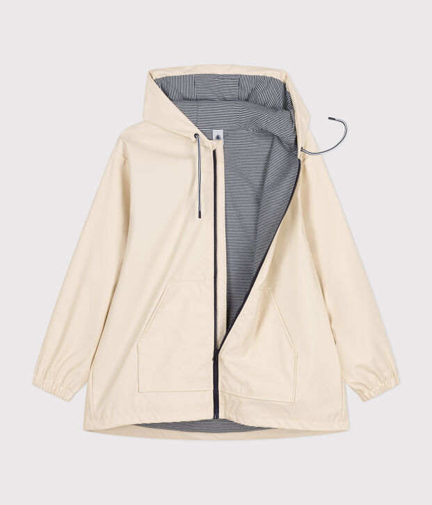 Women's Hooded Raincoat Ecru