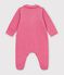 Babies' plain velour pyjama suit with a collar pink