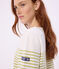 Women's stripy cotton Breton top MARSHMALLOW green/MOSS