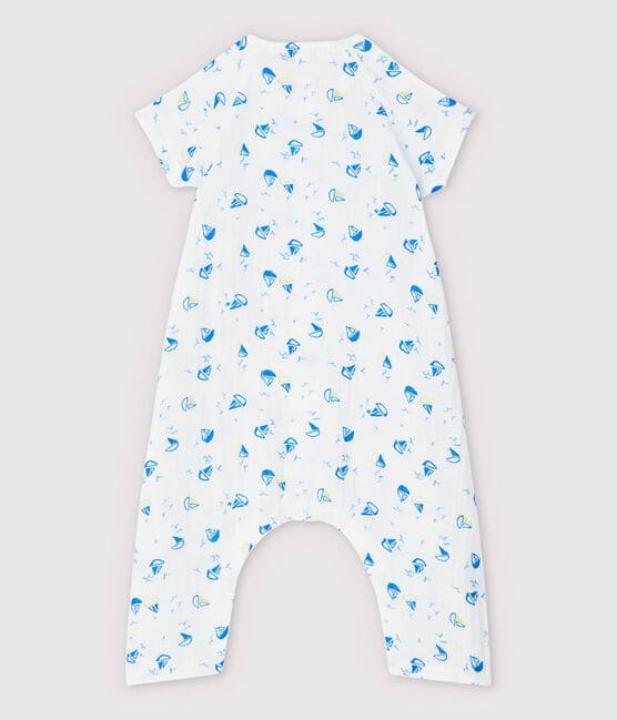 Babies' Boat Pattern Organic Cotton Easy-Care Jumpsuit MARSHMALLOW white/MULTICO white