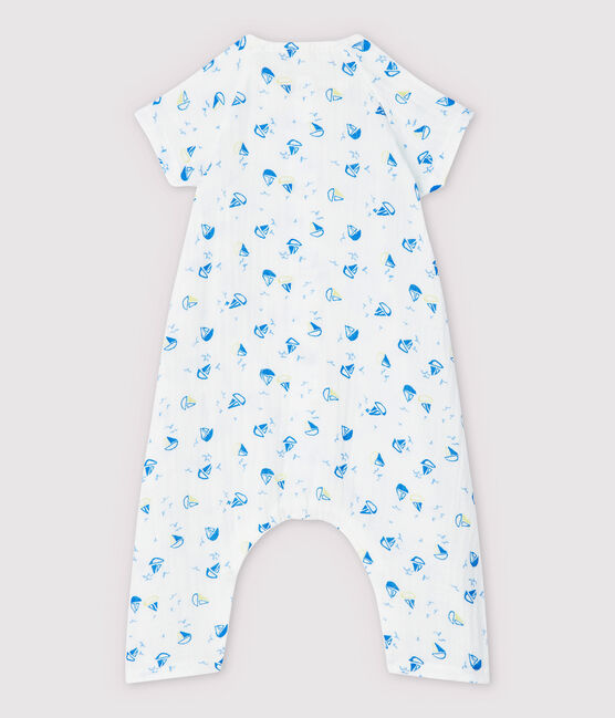 Babies' Boat Pattern Organic Cotton Easy-Care Jumpsuit MARSHMALLOW white/MULTICO white