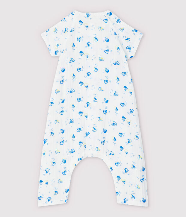 Babies' Boat Pattern Organic Cotton Easy-Care Jumpsuit white/multicolor