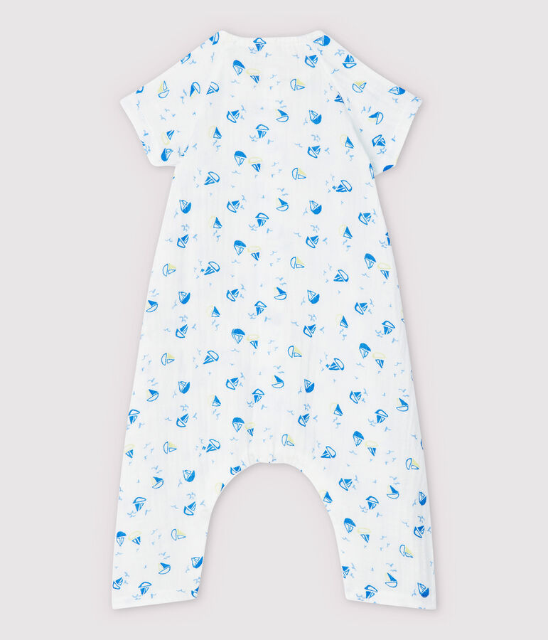 Babies' Boat Pattern Organic Cotton Easy-Care Jumpsuit white/multicolor