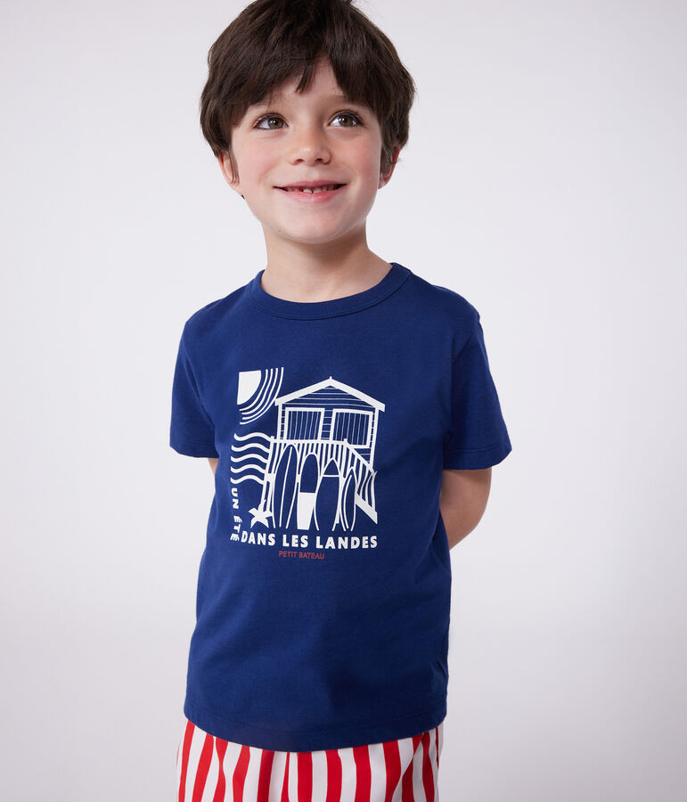 Children's short-sleeved printed cotton T-shirt MEDIEVAL blue