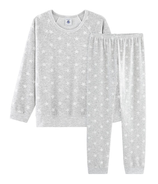Girls' Velour Pyjamas BELUGA grey/MARSHMALLOW white