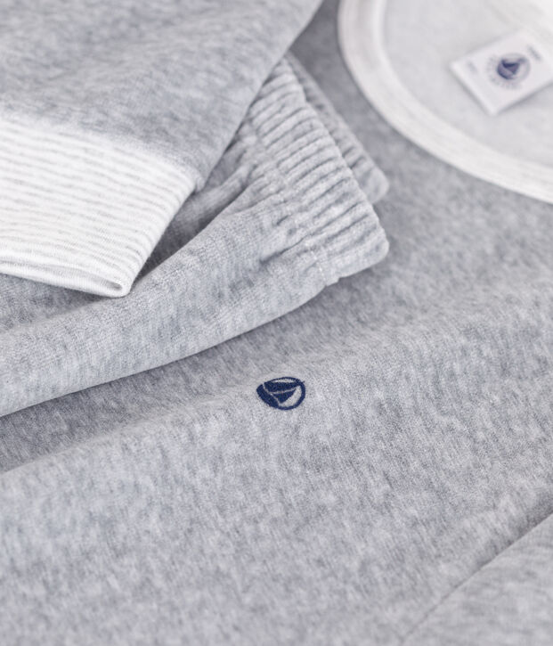 Junior plain velour pyjamas CALCE = FUMEE CHINE