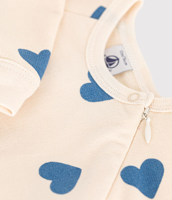 Babies' brushed fleece heart print pyjamas AVALANCHE blue/BEACH