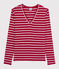 Women's iconic V-neck T-shirt TERKUIT red/MARSHMALLOW white