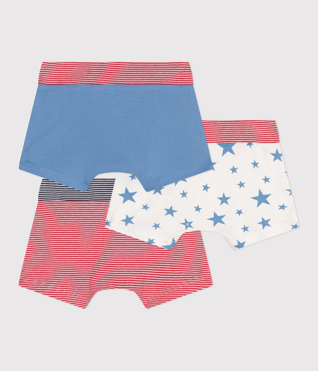 Children's star print cotton boxers with a covered waistband - 3-Pack multicolor