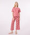 Women's cotton heart print pyjamas ROSEWOOD pink/MARSHMALLOW