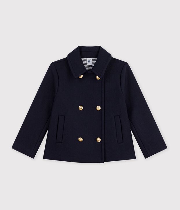 Children's pea coat in plain woollen broadcloth SMOKING