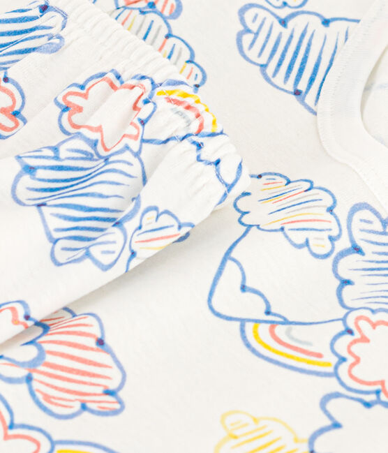 Children's Short Cotton Rainbow Print Pyjamas MARSHMALLOW white/MULTICO white