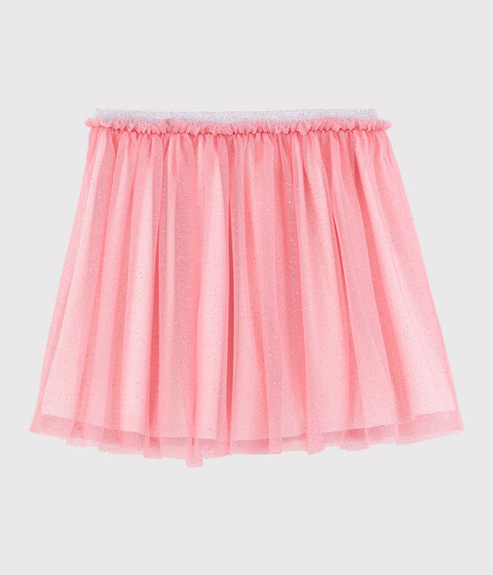 Girls' Glittery Tulle Skirt GRETEL pink/ARGENT grey