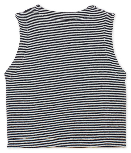 Baby Boys' Ribbed Sleeveless Vest SMOKING blue/MARSHMALLOW white