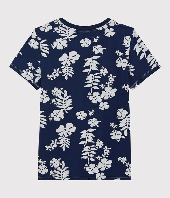 Women's Straight Fit Organic Cotton Round Neck T-Shirt MEDIEVAL blue/MARSHMALLOW white