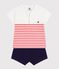 ifBabies' 2-piece cotton outfit, the T-shirt top has a sailor collar MARSHMALLOW white/MULTICO white