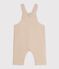 Babies' long-leg plain twill dungarees beige