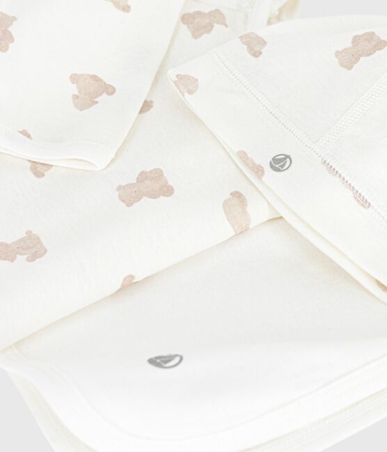 Babies' gift box in printed cotton MARSHMALLOW /BRUN