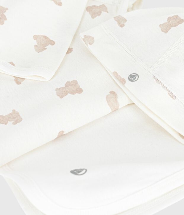 Babies' gift box in printed cotton white/BRUN