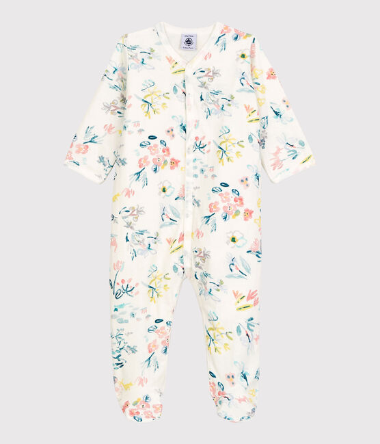 Baby Girls' Floral Tube Knit Sleepsuit MARSHMALLOW white/MULTICO white